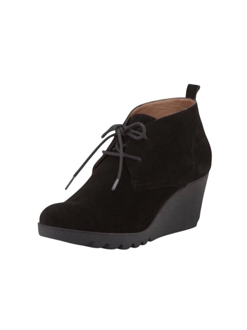 Donald Pliner Black Suede Lace-Up Wedge Ankle Boots Size 7M Comfortable Casual